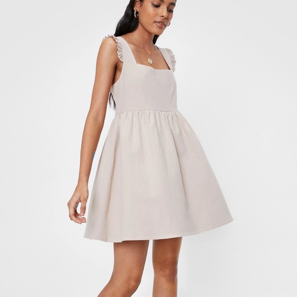 CREAM LINEN DRESS  / SUMMER DRESS - Picture 1 of 5